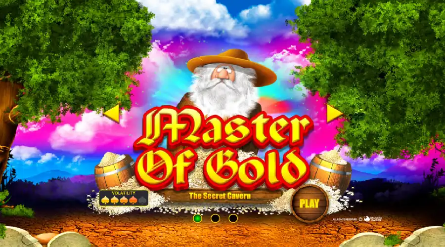 Master of Gold pokie reels with dwarf and gem symbols