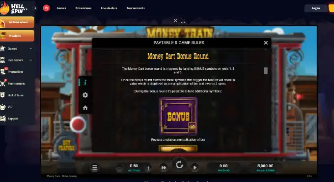 Money Train pokie RTP volatility and max win chart