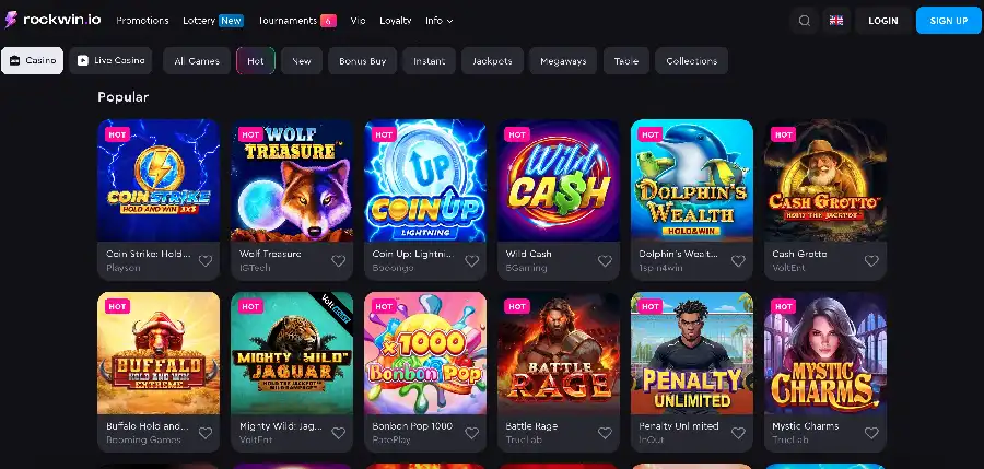 Tournaments and loyalty program at Rockwin casino with leaderboards and VIP rewards