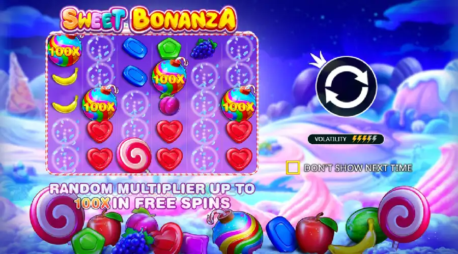 Sweet Bonanza pokie gameplay with cluster pays and tumbling reels