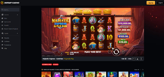 Majestic Express Gold Run pokie main screen