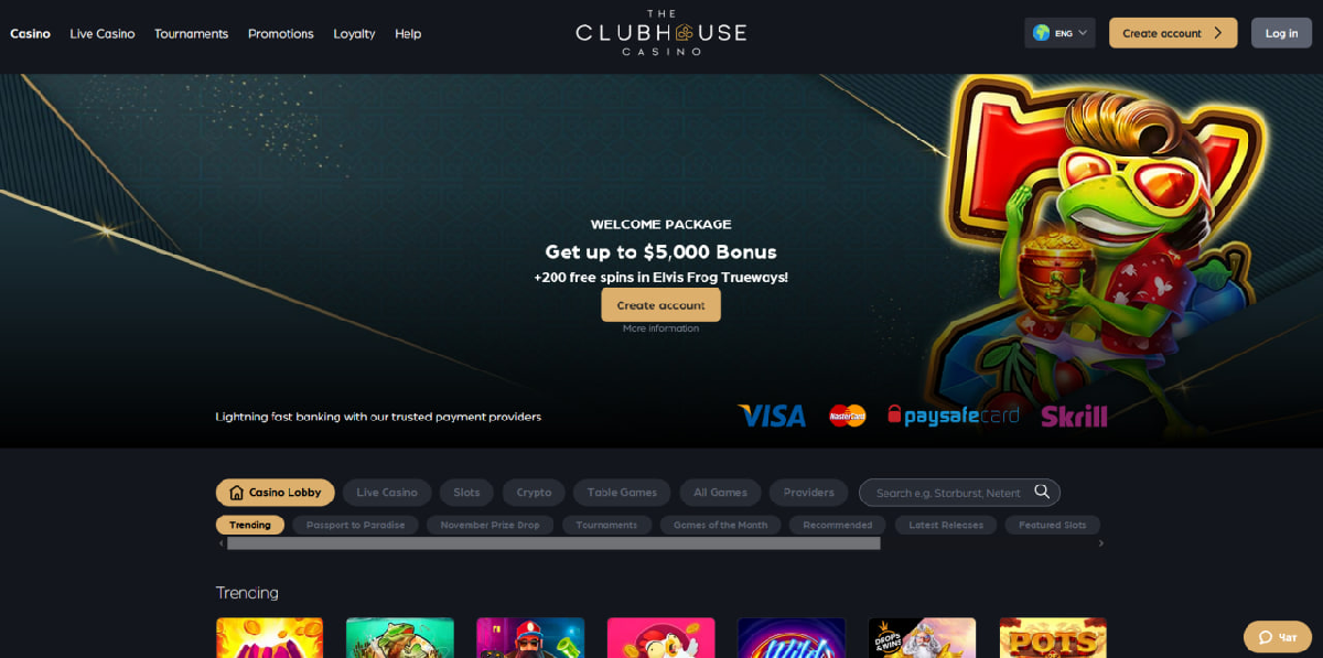 Clubhouse casino main lobby with pokies and table games