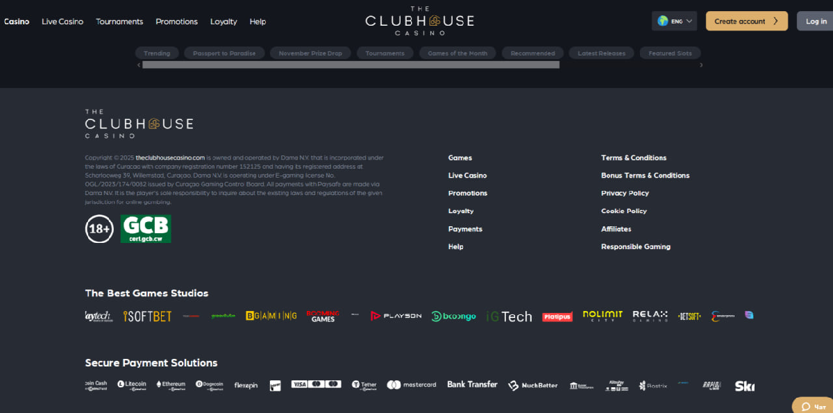 The Clubhouse casino app download screen on smartphone