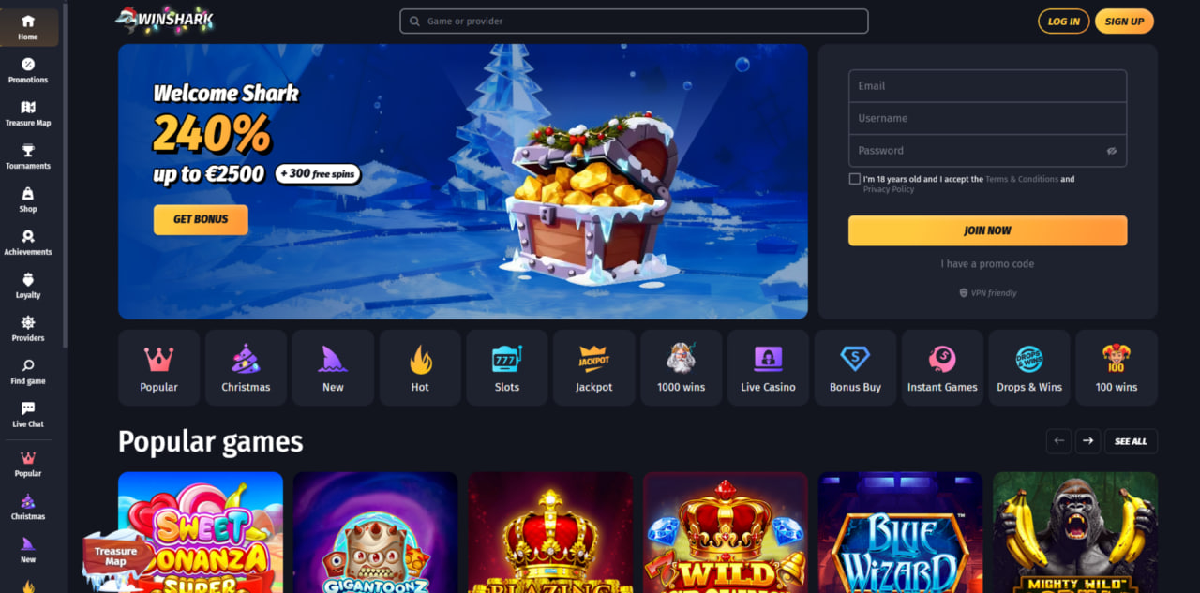 WinShark casino key characteristics and platform overview