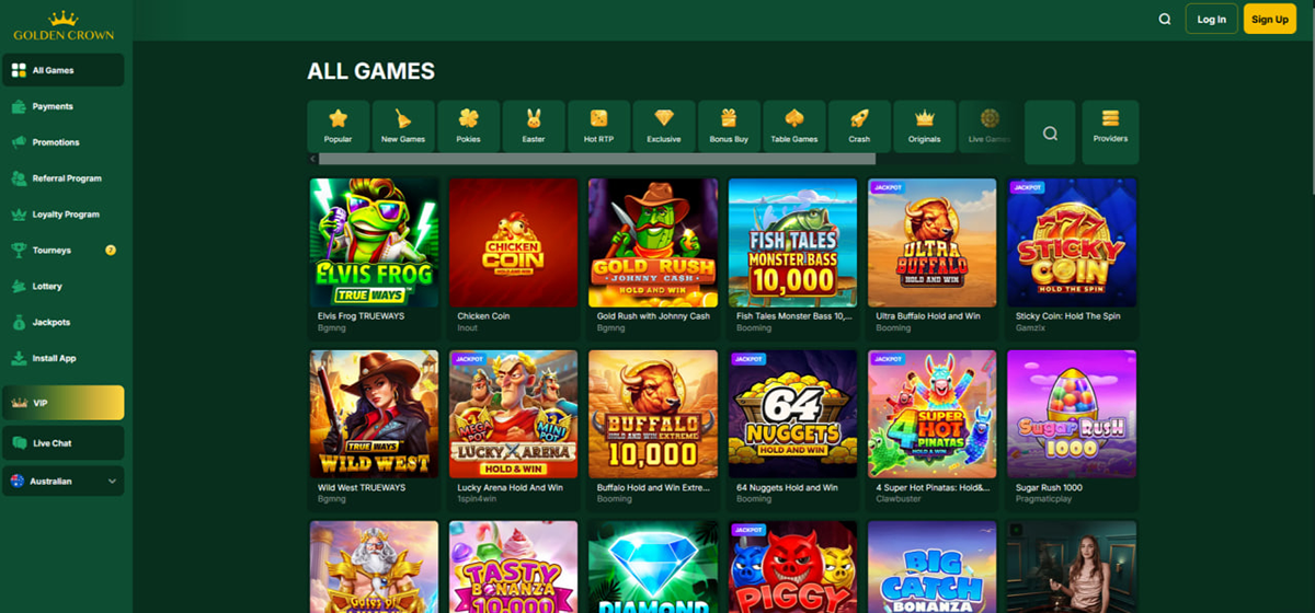 Golden Crown casino overview pokies games and features Australia