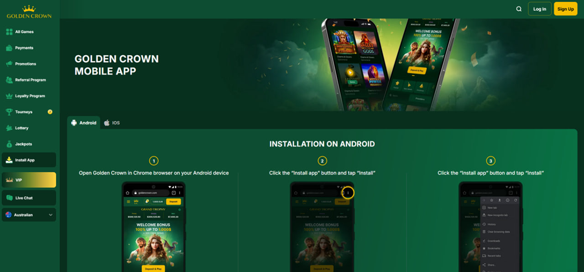 Golden Crown mobile casino app how to play pokies on phone Australia