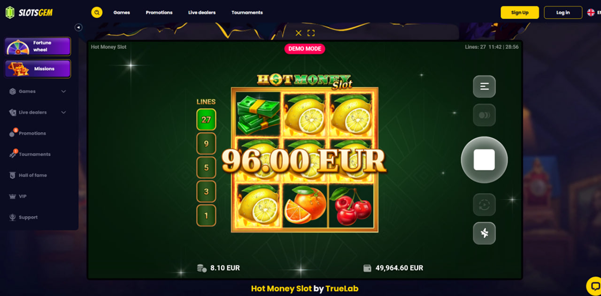 Playing Hot Money Slot on mobile phone