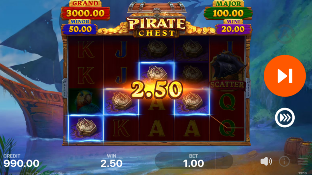 Pirate Chest Hold and Win: how to play with 25 paylines and Free Spins Pirate Chest Hold and Win: how to play with 25 paylines and Free Spins