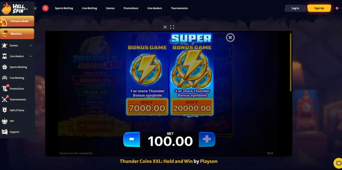 Thunder Coins XXL Hold and Win Bonus Game with re-spins and jackpots Thunder Coins XXL Hold and Win Bonus Game with re-spins and jackpots
