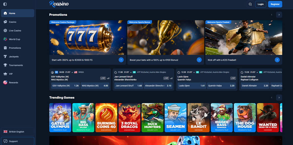 First impression of the RCasino website First impression of the RCasino website