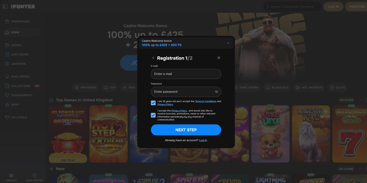 MrPunter casino registration form for new players